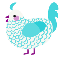 A white and aqua chicken with a lace pattern