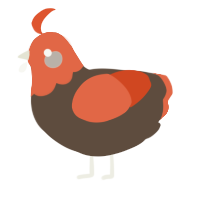 A bark and vermilion chicken with a head pattern