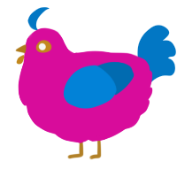A fuchsia and sapphire chicken