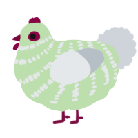 A gluppy and mist chicken with a bar pattern