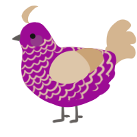 A plum and beige chicken with a lace pattern