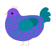 A blurple and sea chicken with a lace pattern