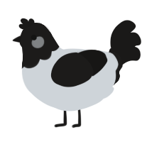 A mist and sable chicken with a head pattern