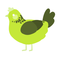A lime and olive chicken with a neck-speckle pattern