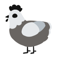 A grey and mist chicken with a head pattern
