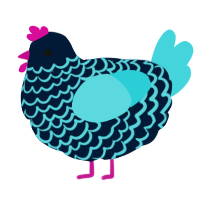 A tumblr and aqua chicken with a lace pattern