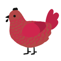 A red and crimson chicken with a lace pattern