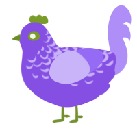 A blurple and lilac chicken with a half-lace pattern