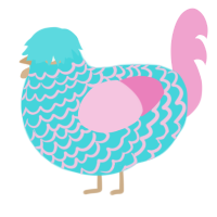 A aqua and pink chicken with a lace pattern