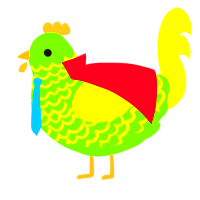 A grass and yellow chicken with a lace pattern