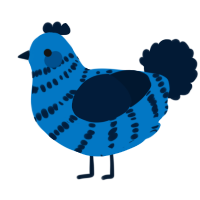 A sapphire and tumblr chicken with a bar pattern