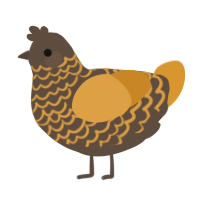 A bark and orange chicken with a lace pattern