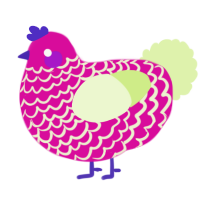 A fuchsia and apple chicken with a lace pattern