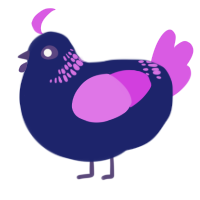 A navy and orchid chicken with a neck-band pattern