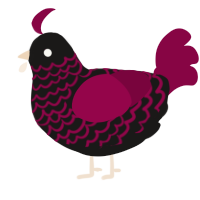 A sable and maroon chicken with a lace pattern