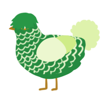 A viridian and apple chicken with a lace pattern