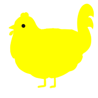 A yellow chicken with a half-lace pattern
