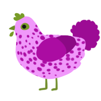 A lavender and plum chicken with a speckle pattern