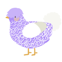 A lilac and white chicken with a double-lace pattern