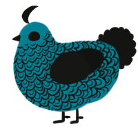 A sea and black chicken with a double-lace pattern