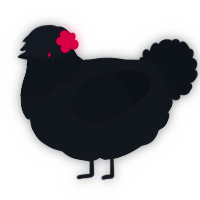 A sable and black chicken with a head pattern