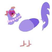 A apple and indigo chicken with a head pattern