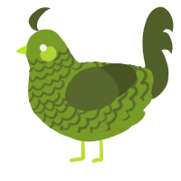 A chartreuse and olive chicken with a lace pattern
