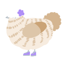A cream and beige chicken with a bar pattern