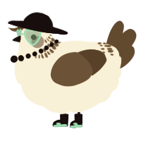 A cream and bark chicken with a neck-band pattern