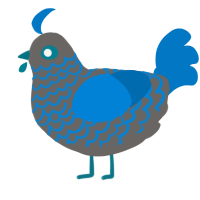 A grey and sapphire chicken with a lace pattern