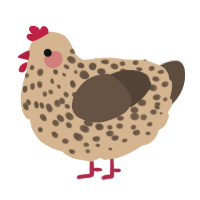 A beige and bark chicken with a speckle pattern
