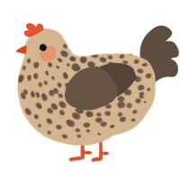 A beige and bark chicken with a speckle pattern