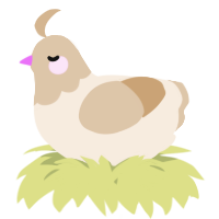 A cream and beige chicken with a head pattern