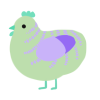 A gluppy and lilac chicken with a half-bar pattern