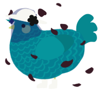 A sea and teal chicken with a lace pattern