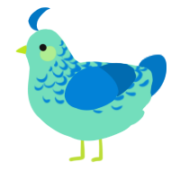 A mint and sapphire chicken with a half-lace pattern
