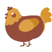 A russet and orange chicken with a head pattern