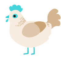 A cream and beige chicken with a neck-band pattern