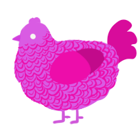 A orchid and fuchsia chicken with a double-lace pattern