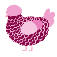 A maroon and pink chicken with a lace pattern
