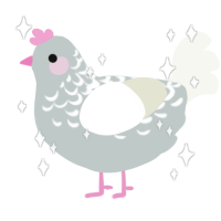 A silver and white chicken with a half-lace pattern