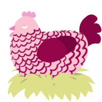 A rose and maroon chicken with a lace pattern
