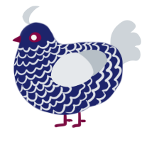 A navy and mist chicken with a lace pattern