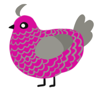 A fuchsia and ash chicken with a lace pattern