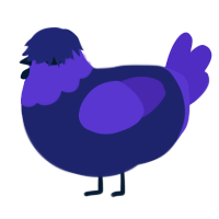 A navy and indigo chicken with a head pattern