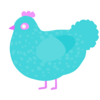 A aqua chicken with a speckle pattern