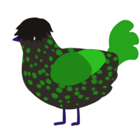 A mist and orchid chicken with a speckle pattern