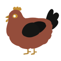 A russet and black chicken