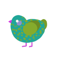 (unnamed), a turquoise and chartreuse chicken with a speckle pattern