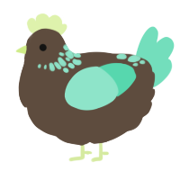 A bark and mint chicken with a neck-speckle pattern